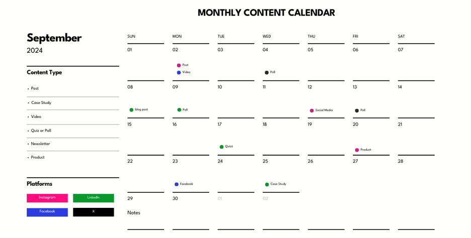 Social media calendar